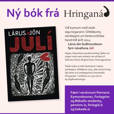 Orkídean - verðlaun fyrir besta erótíska handritið 2024 © Hringaná forlag